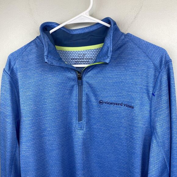 Vineyard Vines Pullover Mens Large Blue Performance 1/4 Zip Sweater Lightweight - Picture 2 of 11